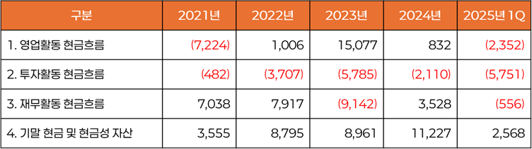 현금 흐름표 요약